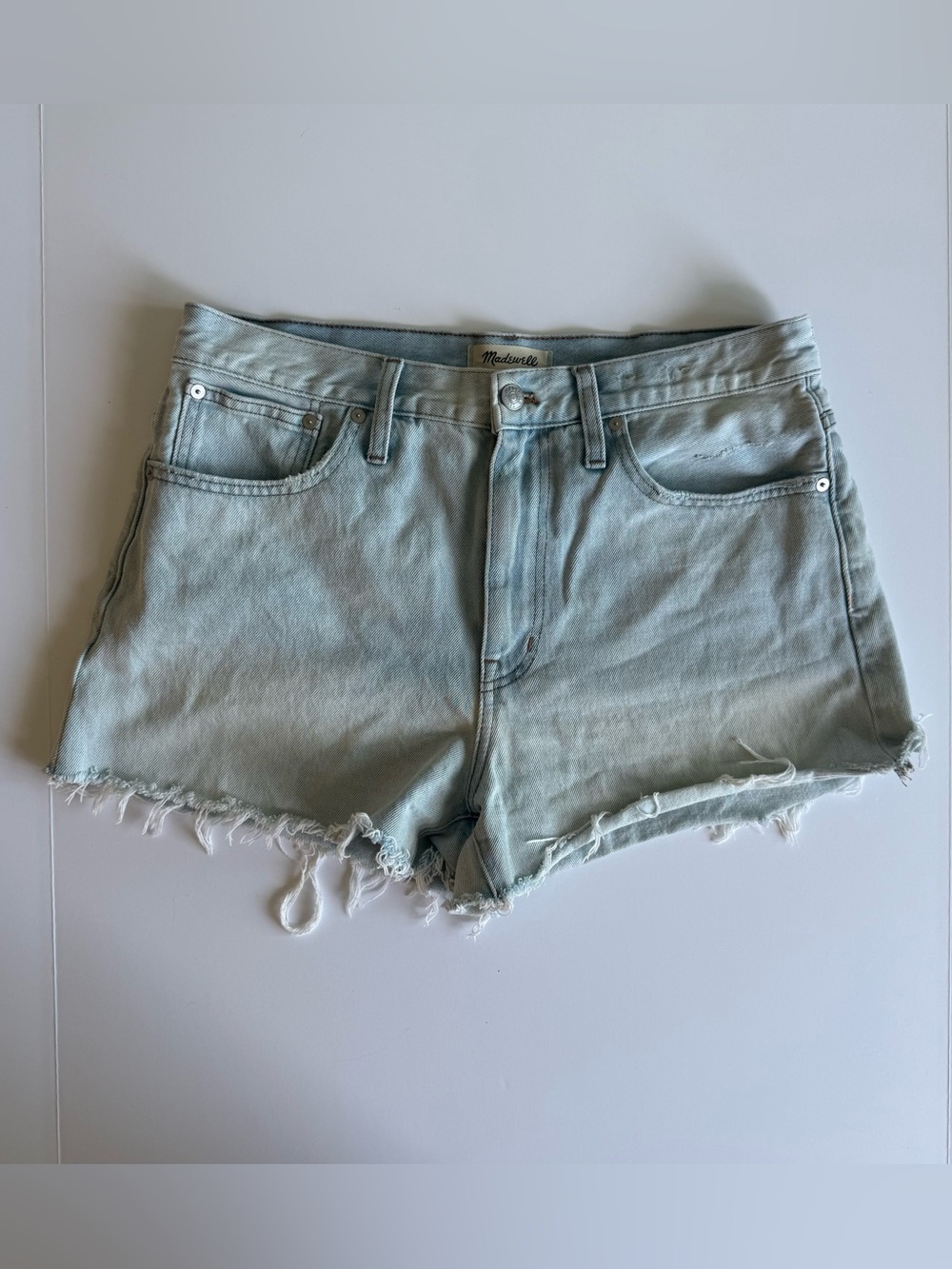 Madewell Relaxed Denim Shorts Light Wash Raw Hem Size 29